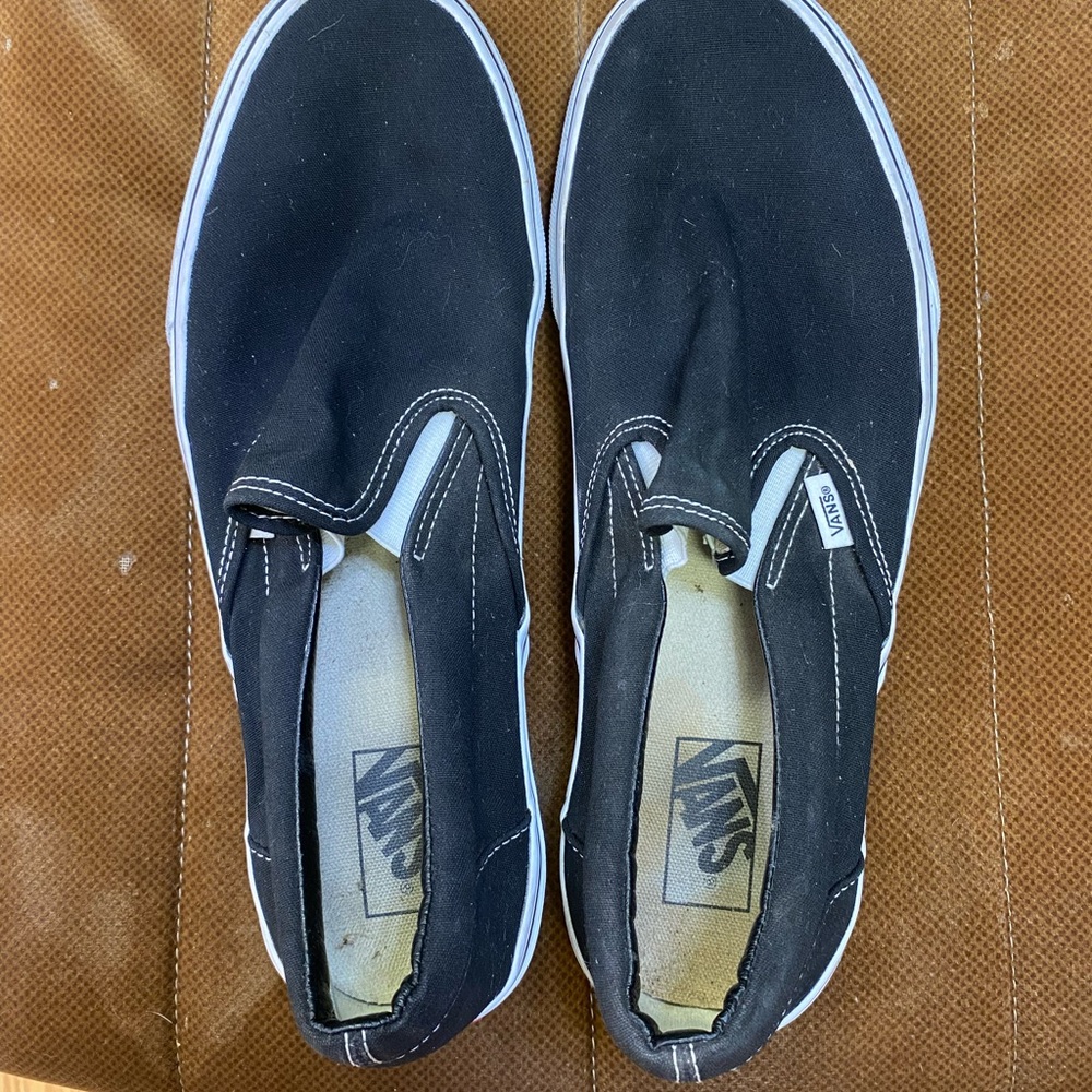 Vans Men's Black Canvas Slip-On Sneakers